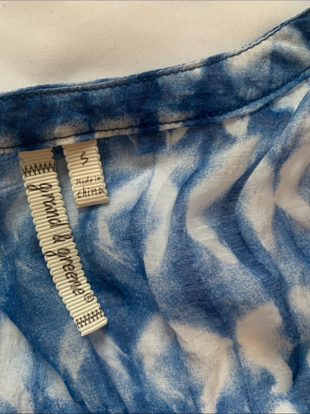 grand & greene Blue and White Tie-Dye Blouse